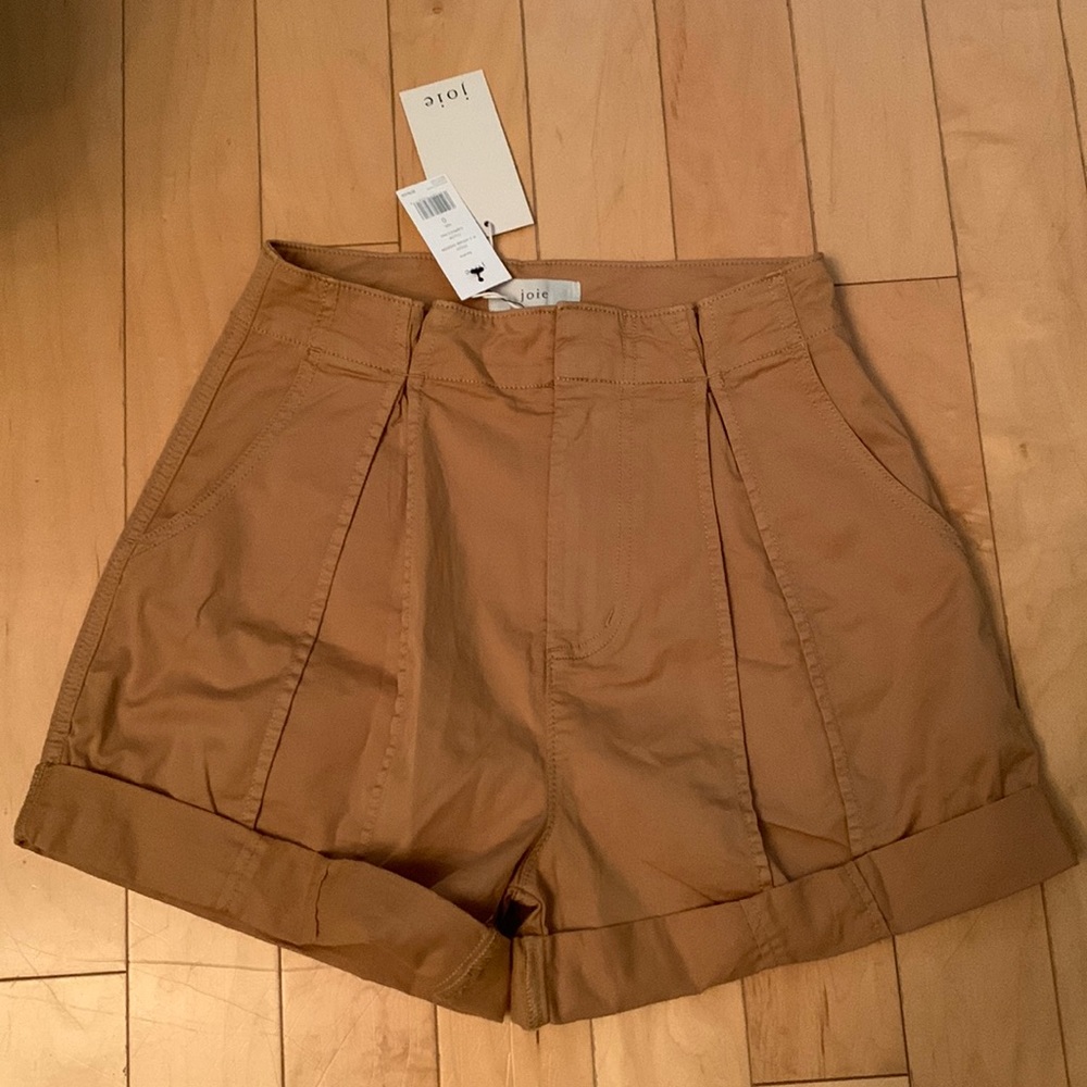 Joie Tan Pleated Cuffed Women's Shorts NWT